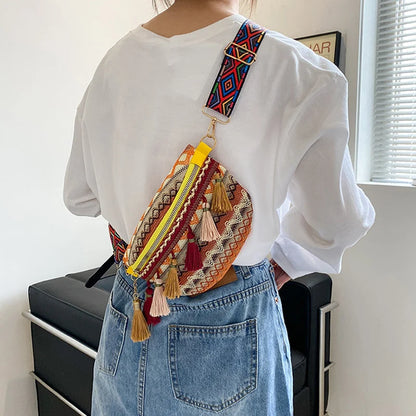 Colorful Woven Waist/Shoulder Bag