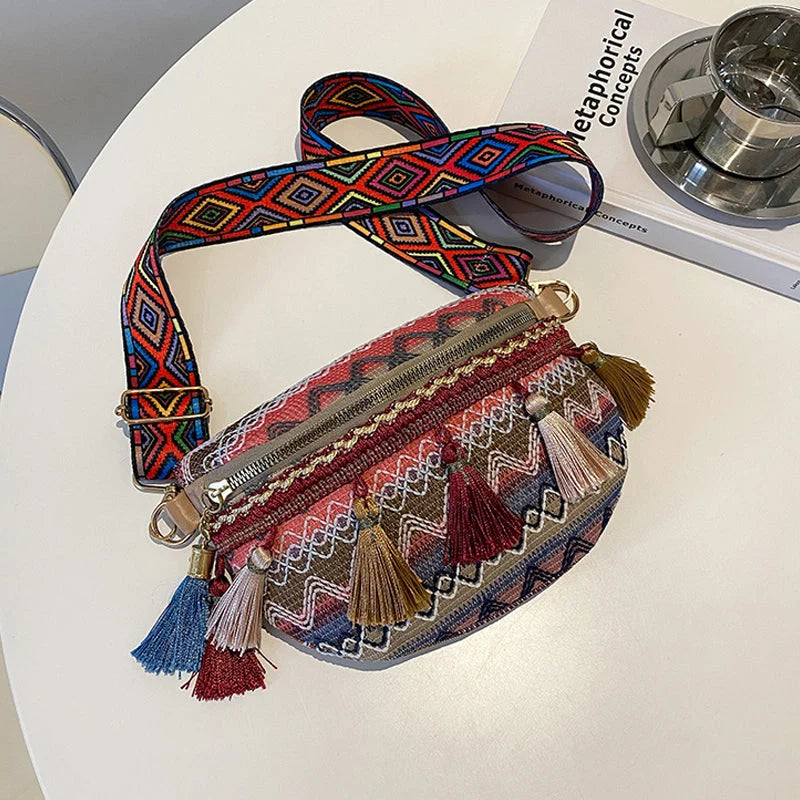 Colorful Woven Waist/Shoulder Bag