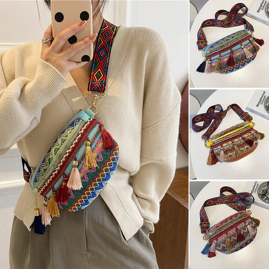 Colorful Woven Waist/Shoulder Bag