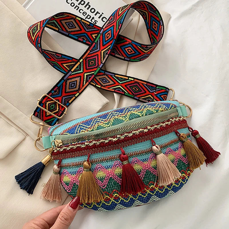 Colorful Woven Waist/Shoulder Bag