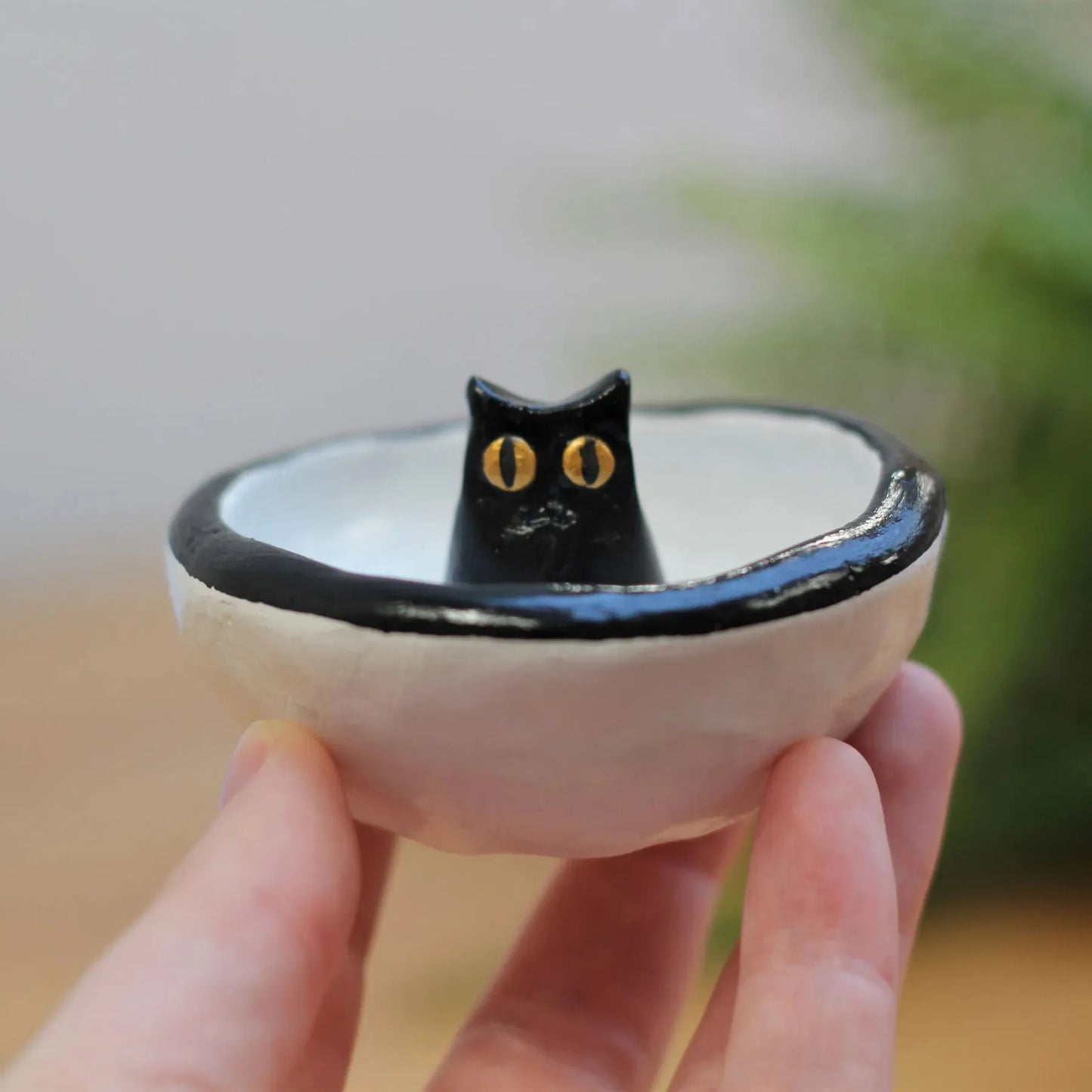 Lucky Black Cat Decorative Trinket Bowl Dish