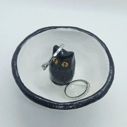 Lucky Black Cat Decorative Trinket Bowl Dish