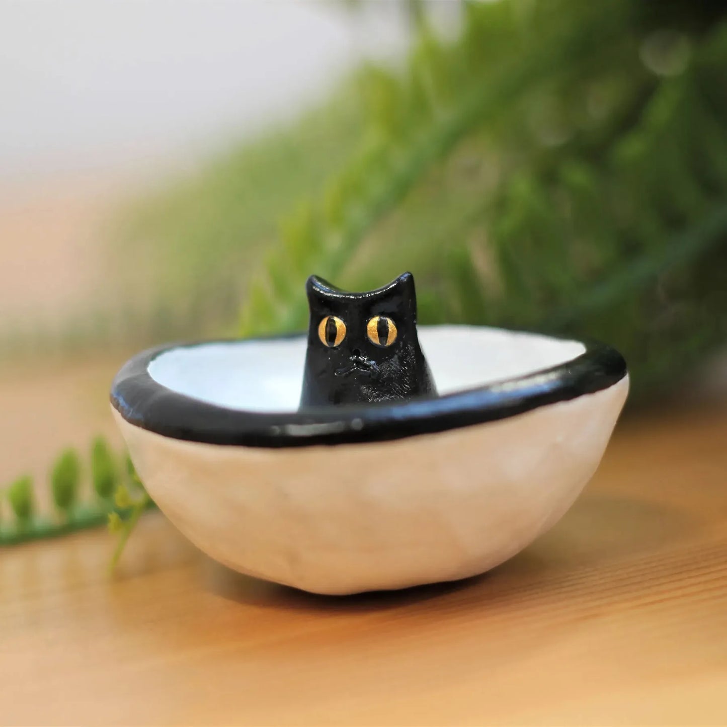 Lucky Black Cat Decorative Trinket Bowl Dish